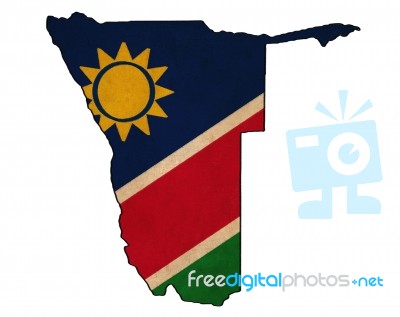 Namibia Map On Namibia Flag Drawing ,grunge And Retro Flag Serie… Stock Image