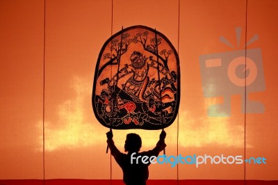 Nangyai Performed At Wat Khanon Stock Photo
