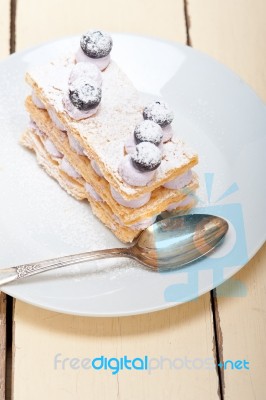 Napoleon Blueberry Cake Dessert Stock Photo