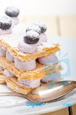 Napoleon Blueberry Cake Dessert Stock Photo