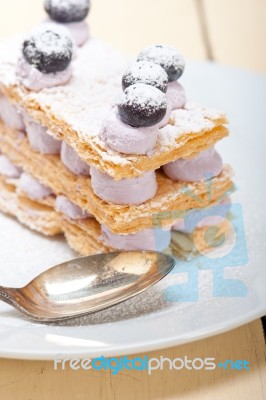 Napoleon Blueberry Cake Dessert Stock Photo