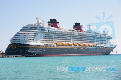 Nassau-feb 5: Disney Dream, A New Cruise Ship, Enters In Nassau,… Stock Photo