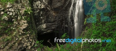 Natural Bridge Waterfall Stock Photo