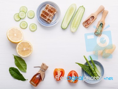 Natural Herbal Skin Care Products. Top View Ingredients Cucumber… Stock Photo Natural Herbal Skin Care Products. Top View Ingredients Cucumber… Stock Photo