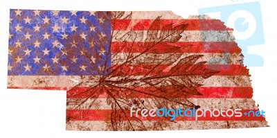 Nebraska State Map Flag Stock Image