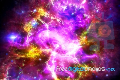 Nebula And Galaxy - Elements Of This Image Furnished By Nasa Stock Photo