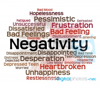 Negativity Word Represents Refuse Opposed And Refusing Stock Image