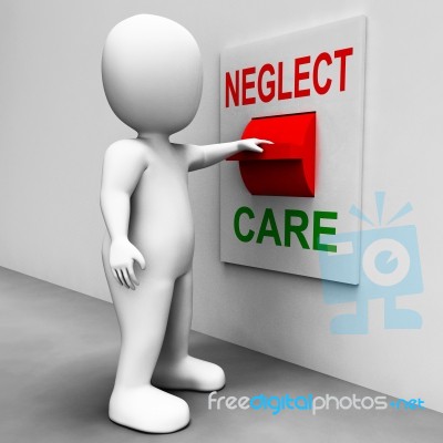Neglect Care Switch Shows Neglecting Or Caring Stock Image