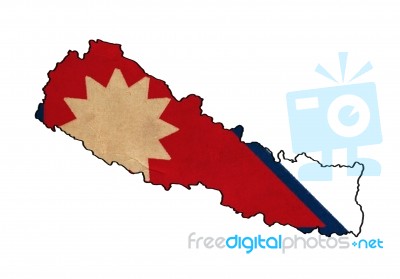 Nepal Map On  Flag Drawing ,grunge And Retro Flag Series Stock Image