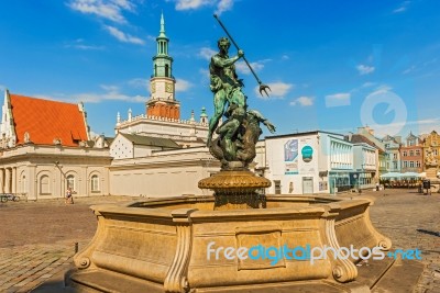 Neptun Fountain In Poznan, Poland Stock Photo