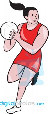 Netball Player Catching Ball Isolated Cartoon Stock Image
