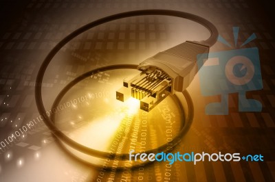 Network Cable  With Fiber Optical Stock Image