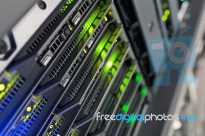 Network Servers In Data Room Domestic Room Stock Photo