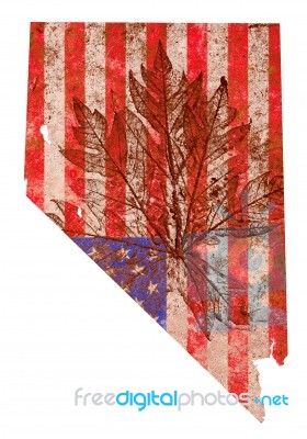 Nevada State Map Flag Stock Image