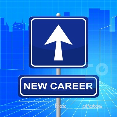 New Career Sign Shows Line Of Work And Advertisement Stock Image