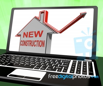 New Construction House Laptop Means Recently Constructed Home Stock Image