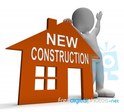 New Construction House Shows Newly Built Property Stock Image