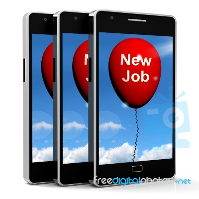 New Job Balloon Shows New Beginnings In Careers Stock Image