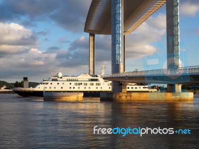 New Lift Bridge Jacques Chaban-delmas Spanning The River Garonne… Stock Photo