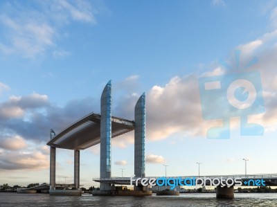 New Lift Bridge Jacques Chaban-delmas Spanning The River Garonne… Stock Photo