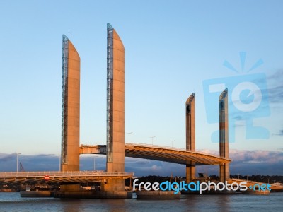 New Lift Bridge Jacques Chaban-delmas Spanning The River Garonne… Stock Photo