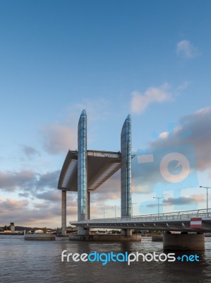 New Lift Bridge Jacques Chaban-delmas Spanning The River Garonne… Stock Photo