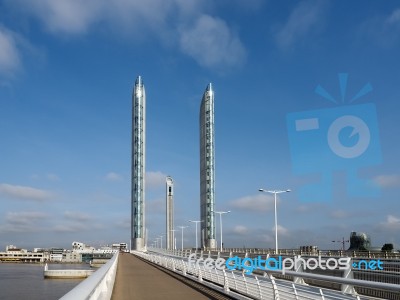 New Lift Bridge Jacques Chaban-delmas Spanning The River Garonne… Stock Photo