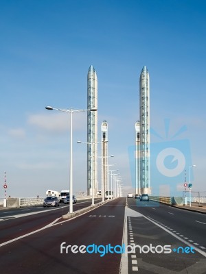 New Lift Bridge Jacques Chaban-delmas Spanning The River Garonne… Stock Photo