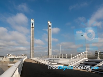 New Lift Bridge Jacques Chaban-delmas Spanning The River Garonne… Stock Photo
