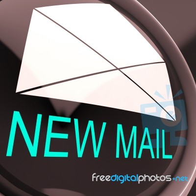 New Mail Envelope Means Unread Email Or Message Stock Image
