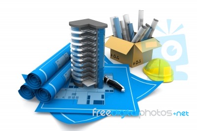 New Modern Building Development  Project Plan Stock Image