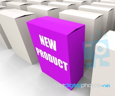 New Product Box Indicates Newness And Advertisement Stock Image