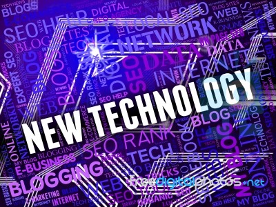 New Technology Indicates Recent Latest And Electronics Stock Image