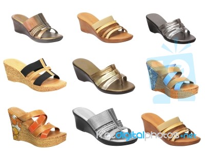 New Womens Fashion Sandals Isolated On White Stock Photo