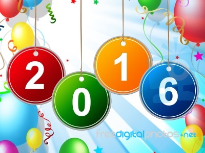 New Year Indicates Two Thousand Sixteen And Annual Stock Image
