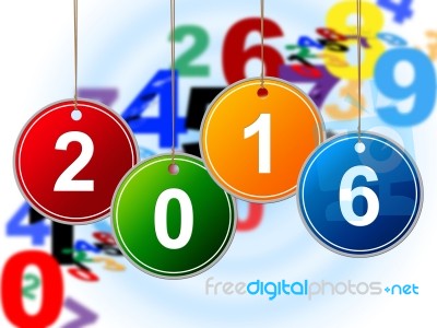 New Year Means Two Thousand Sixteen And Celebrate Stock Image