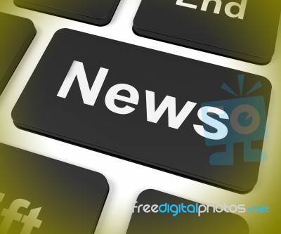 News Key Shows Newsletter Broadcast Online Stock Image