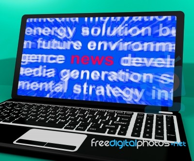 News Laptop Showing Journal Newspapers And Headlines Online Stock Image