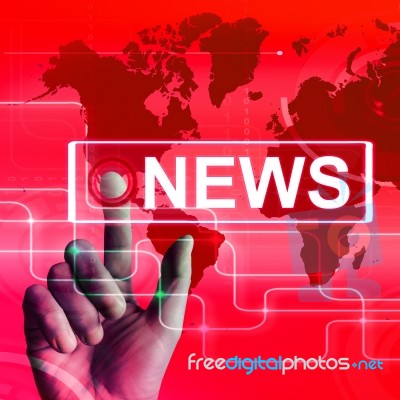 News Map Displays Worldwide Newspaper Or Media Information Stock Image