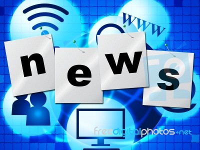News Media Represents Multimedia Journalism And Headlines Stock Image