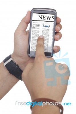 News On Mobile Phone Stock Photo