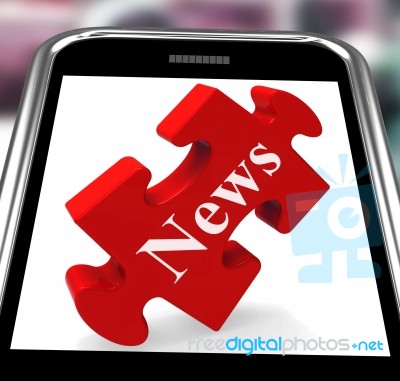 News Smartphone Means Web Headlines Or Bulletin Stock Image