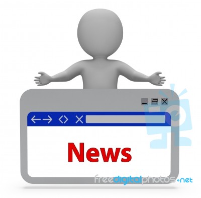 News Webpage Represents Social Media And Info 3d Rendering Stock Image
