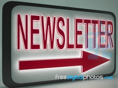 Newsletter Sign Shows Online News Stock Image