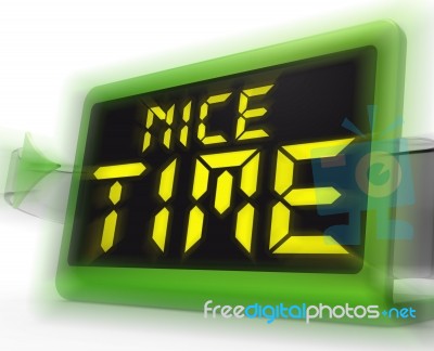 Nice Time Digital Clock Means Enjoyable And Pleasant Experience Stock Image