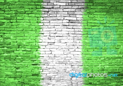 Nigeria Flag Painted On Wall Stock Photo