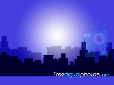 Night City Represents Text Space And Cityscape Stock Image