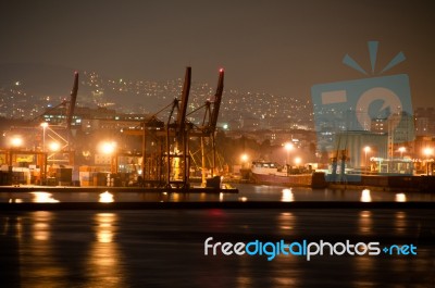Nightly Container Harbour Stock Photo