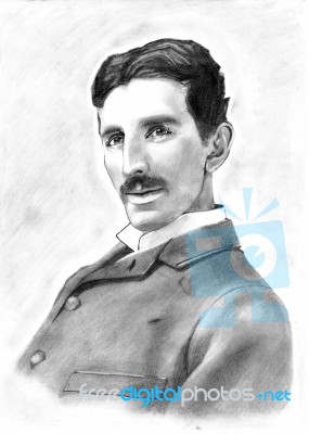 Nikola Tesla Drawing Stock Image