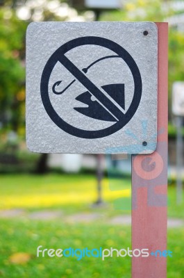 No Fishing Sign In Park Stock Photo
